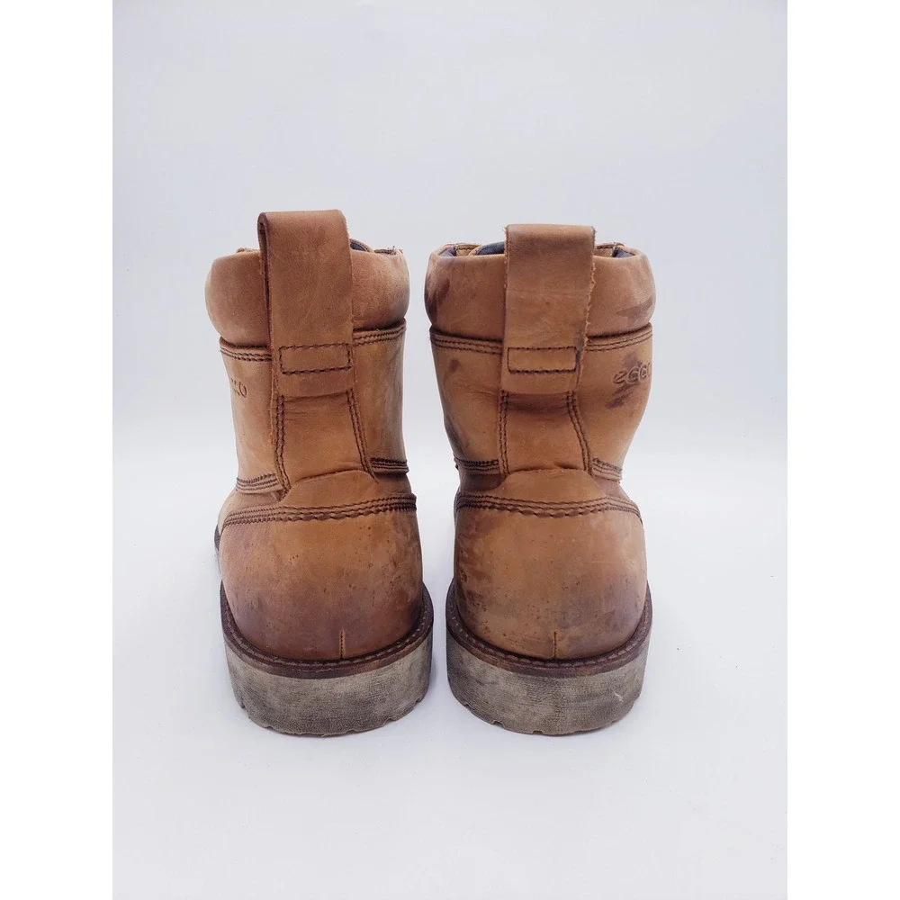 Ecco Men's Holbrok 532234 Mid Cut Lace Boot Slip Resist Moc Toe Tan Mens Size 47
